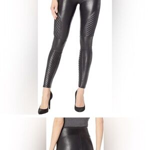 SPANX  NWOT Moto Style Shiny Black Faux Leather  Leggings size small/P
